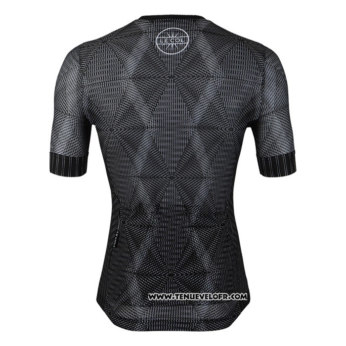 2020 Maillot Ciclismo Le Col Noir Gris Manches Courtes et Cuissard